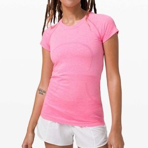 lululemon swiftly tech short sleeve in dark prism pink